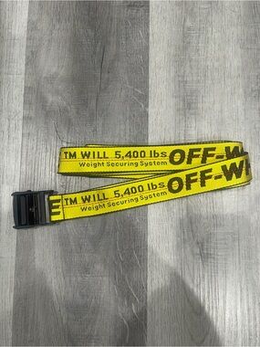Off-White Yellow Industrial Web Belt with Black Buckle and Logo
